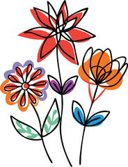 
 Botanic doodle art featuring minimalist Luxury vintage flowers