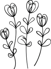
 Botanic doodle art featuring minimalist Luxury vintage flowers