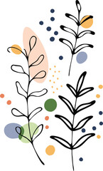 
 Botanic doodle art featuring minimalist Luxury vintage flowers