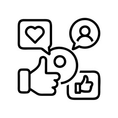 social media engagement icon, social media engagement line art - simple line art of social media engagement, perfect for social media engagement logos and icons