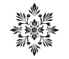 Abstract floral ornament, Silhouette mandala flower, Abstract floral design