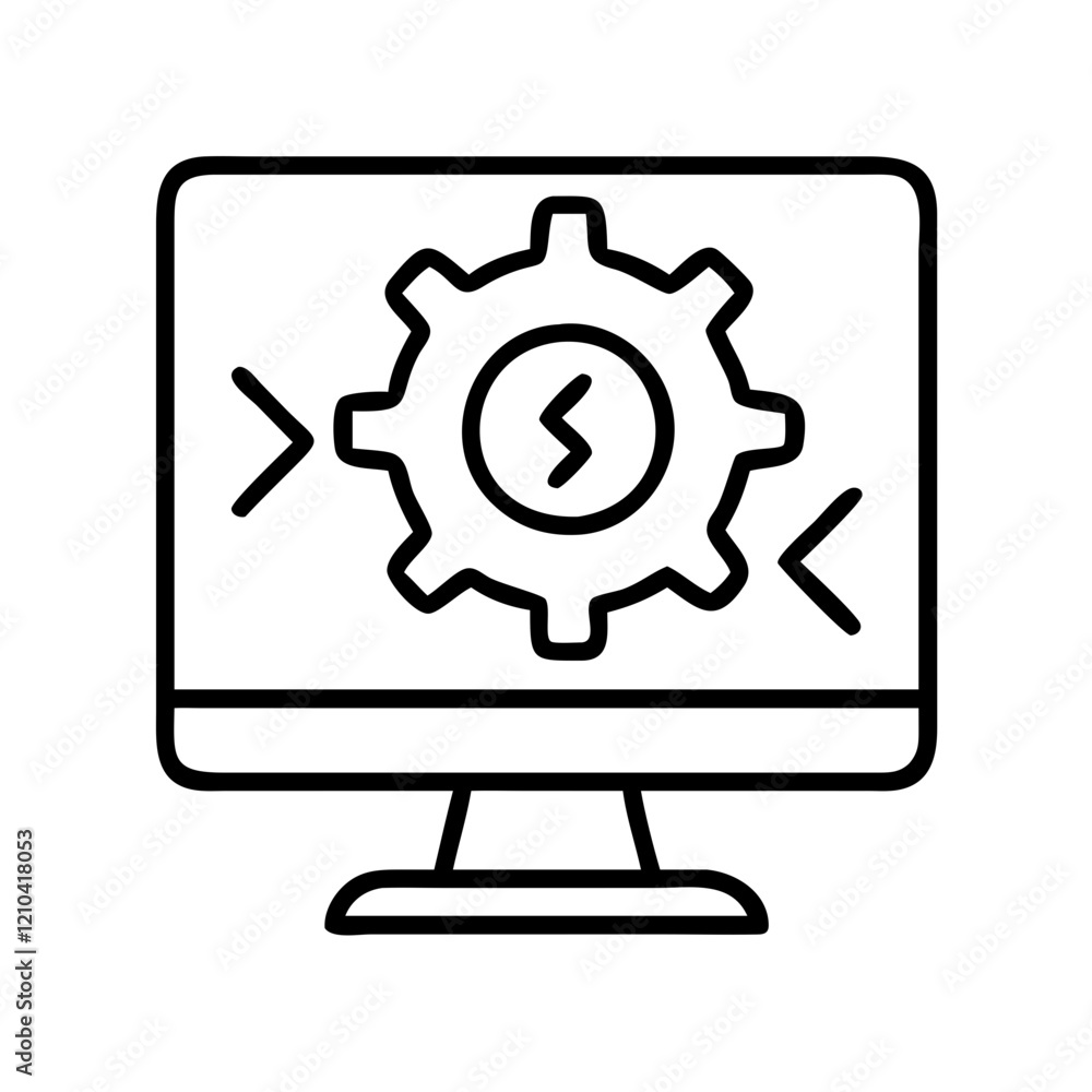 Poster software development icon, software development line art - simple line art of software development, 