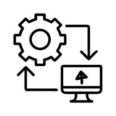 software deployment icon, software deployment line art - simple line art of software deployment, perfect for software deployment logos and icons