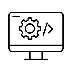 software development icon, software development line art - simple line art of software development, perfect for software development logos and icons