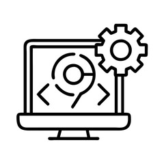 software development icon, software development line art - simple line art of software development, perfect for software development logos and icons