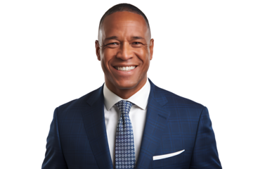 Portrait of a Smiling Successful Businessman isolated on transparent background 