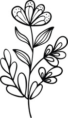 
 Botanic doodle art featuring minimalist Luxury vintage flowers