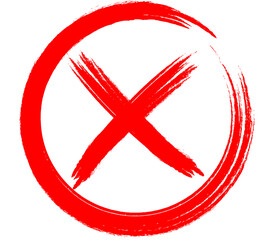 Obraz premium Cross Mark and Brush Sign Red Checkmark and Red X Icons, Buttons for Vote, Decision, Election Choice, Web