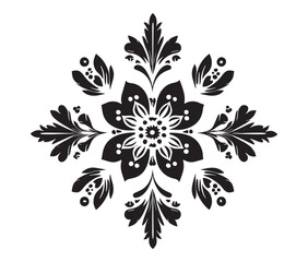 Fototapeta premium Abstract floral ornament, Silhouette mandala flower, Abstract floral design