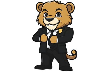 Adorable Business Lion Cub Cartoon Illustration