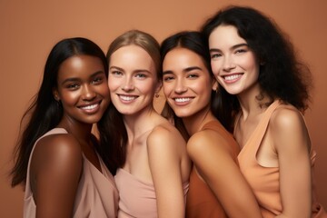 Fototapeta premium Women happy with makeup for cosmetic skincare portrait adult smile