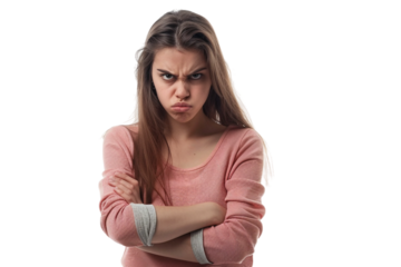 Frustrated Young Woman Showing Anger Isolated on Transparent Background