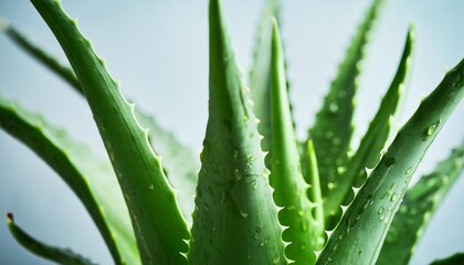 Fototapeta premium Close-Up of a Vibrant Aloe Plant Showcasing Its Thick, Spiky Green Leaves and Natural Healing Properties