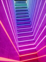 Obraz premium interior empty space with coloful lighting , 3d rendering