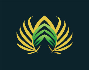 Modern greenery logo featuring palm leaves