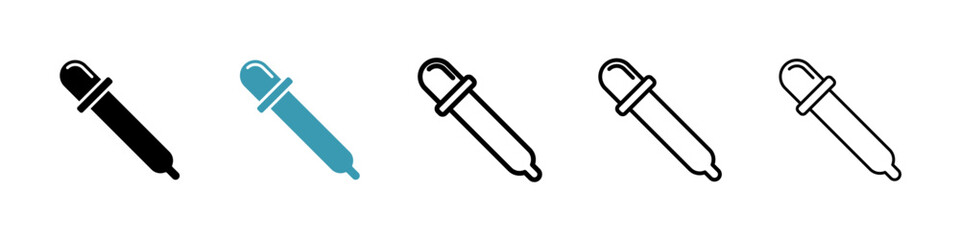 Eye dropper icons vector pack in black and blue colors
