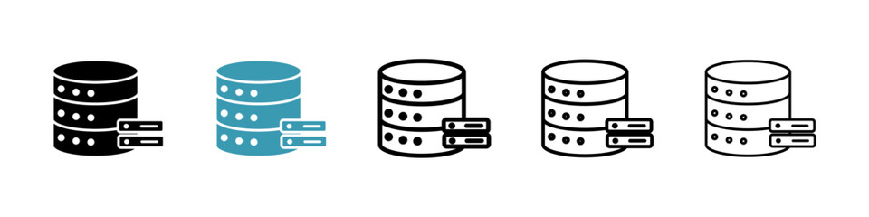 Database icons vector pack in black and blue colors