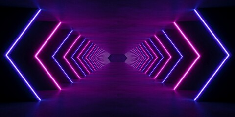 interior empty space with coloful lighting , 3d rendering © Suwatchai