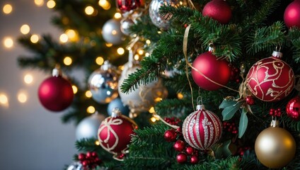 Christmas tree decorated with baubles