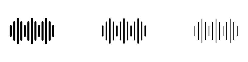 Sound wave icons vector pack in black and blue colors
