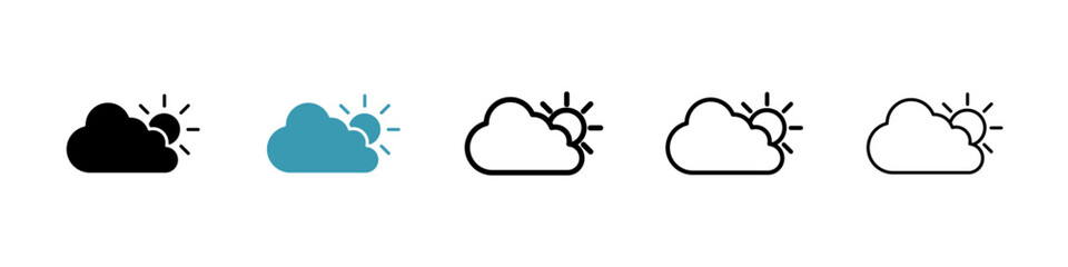 Cloudy Day icons vector pack in black and blue colors