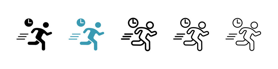 Busy icons vector pack in black and blue colors