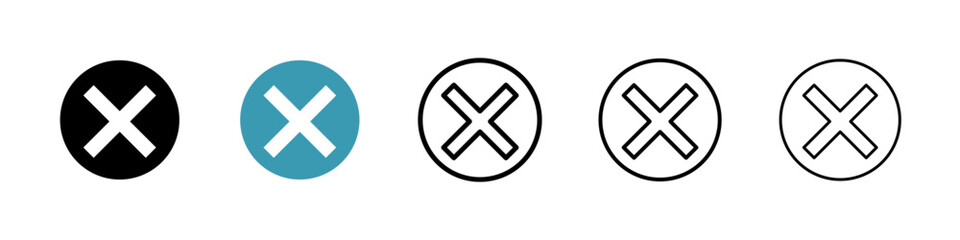 Cancel icons vector pack in black and blue colors