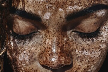Naklejka premium Ethnically diverse beauty conveyed through abstract art with intricate details of freckles, scars, and wrinkles