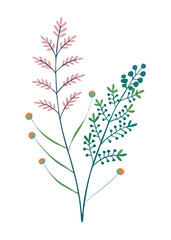 Abstract botanic doodle art set featuring minimalist Luxury vintage flowers