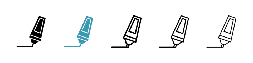 Highlighter icons vector pack in black and blue colors