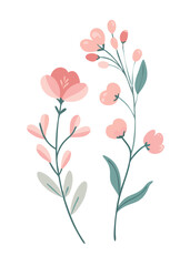 
 Botanic doodle art featuring minimalist Luxury vintage flowers