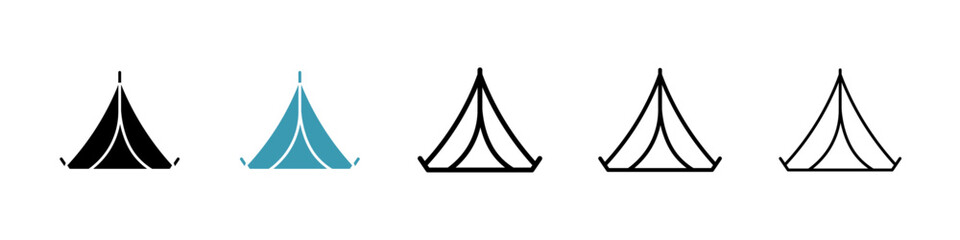 Tent icons vector pack in black and blue colors © Ranveer
