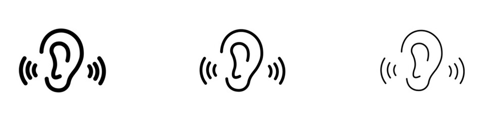 Listening icons vector pack in black and blue colors