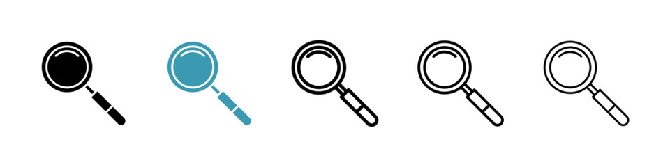 Loupe icons vector pack in black and blue colors