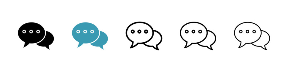 Speech bubble icons vector pack in black and blue colors