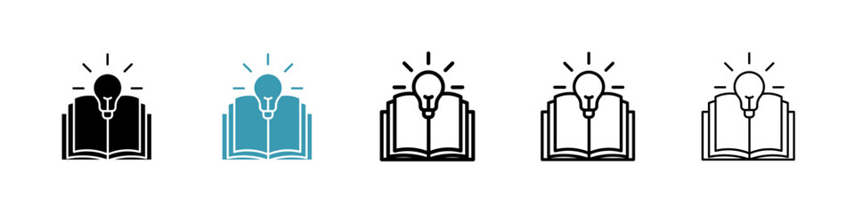 Knowledge icons vector pack in black and blue colors