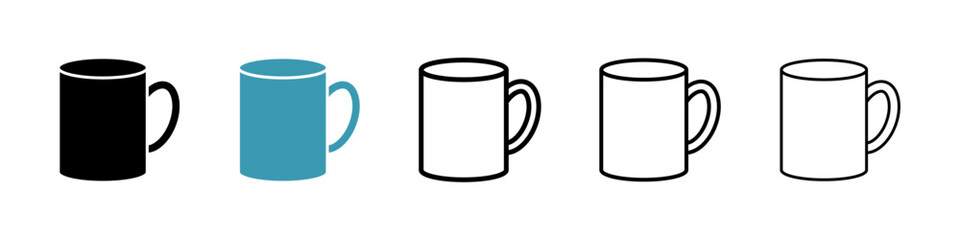Mug icons vector pack in black and blue colors