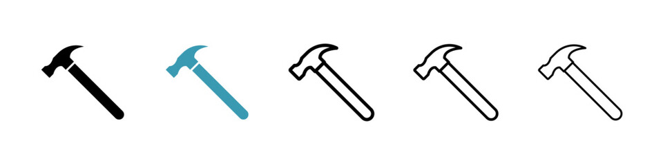 Hammer icons vector pack in black and blue colors