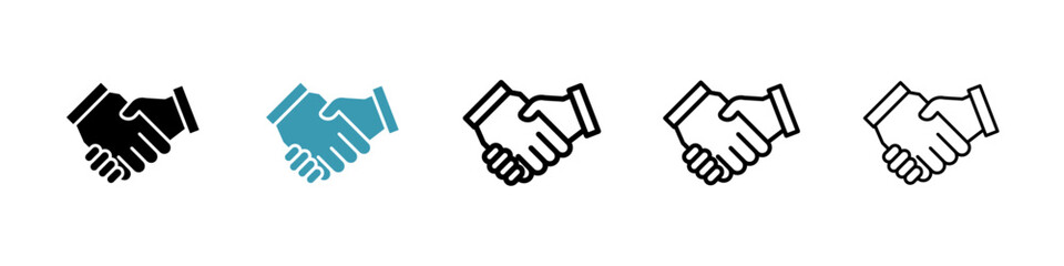 Handshake icons vector pack in black and blue colors