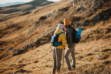 Two woman enjoying in hiking outdoor