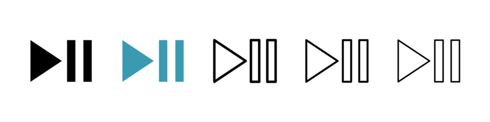 Play pause icons vector pack in black and blue colors