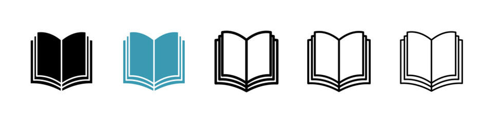 Book icons vector pack in black and blue colors