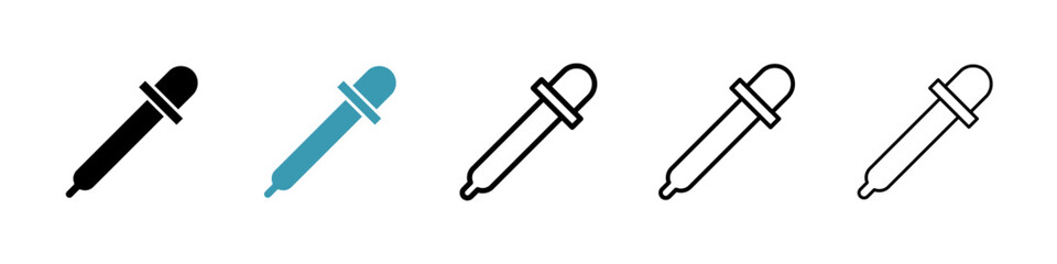 Eye dropper icons vector pack in black and blue colors