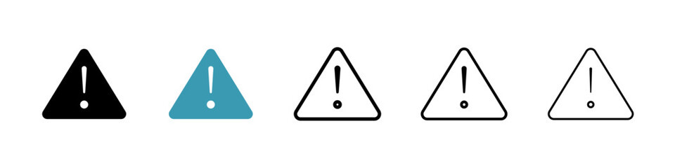 Warning icons vector pack in black and blue colors