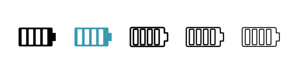 Battery icons vector pack in black and blue colors
