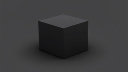 Fototapeta premium Single dark gray cube on dark gray background.