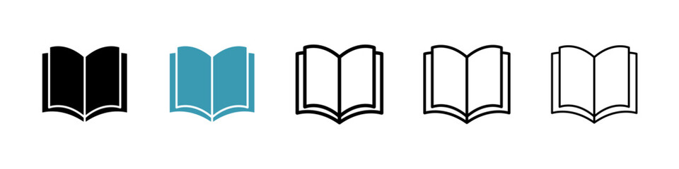 Open Book icons vector pack in black and blue colors