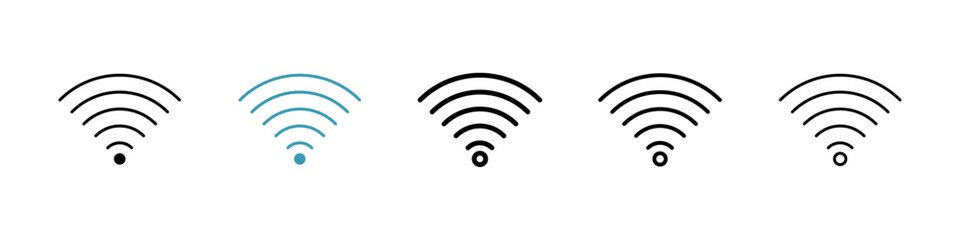 Wifi icons vector pack in black and blue colors