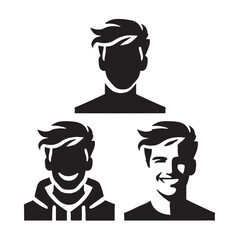 Professional set of smiling man silhouette digital art crafted for digital media and print designs - man smiling vector set - man smile illustrations set
