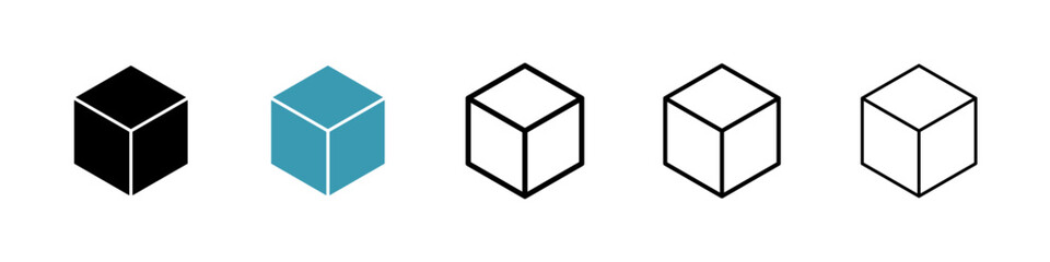 Cube icons vector pack in black and blue colors